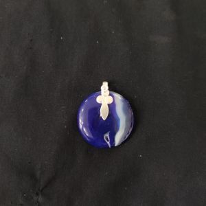 Natural Lace Agate Pendant,Round, MultiColour