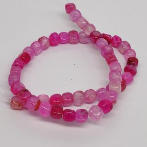 Natural Square Agate Beads, 8mm, Light Pink Shade