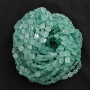 Navrabeads Monolisa Imitation Cats Eye Flat Oval Beads 9x6 mm Light sea Green – 12 Inch String | Approx. 33-37 Beads for Jewellery Making