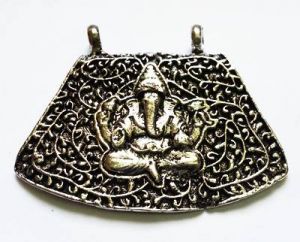 Antique silver metal temple pendant,Ganesh