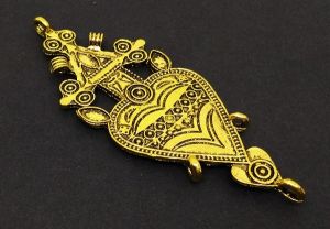 Antique Gold metal pendant, Heart Shape