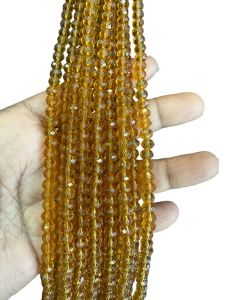 Glass Crystals, Rondelle, 6mm,Mustard Yellow Light