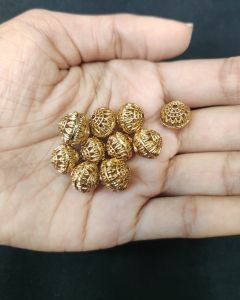 Antique Gold Nakshi balls ,Round shape 10.4x10.9mm, Sold By 1 pc