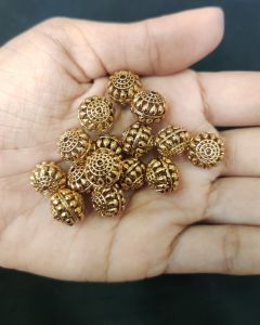 Antique Gold Nakshi balls ,round shape 10.7x11mm, Sold By 1 pc