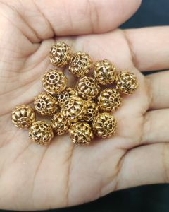 Antique Gold Nakshi balls ,Round shape 8.3x9.7mm, Sold By 1 pc