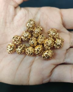 Antique Gold Nakshi balls ,Oval shape 12x9.8mm, Sold By 1 pc