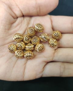 Antique Gold Nakshi balls ,Round shape 8.1x9.2mm, Sold By 1 pc