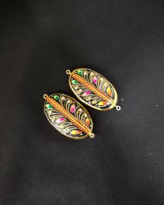 Onyx Pendant or connector Features a Tanjore Painting on Onyx Stones Detailed with Gold Foil Borders, 1.5inch(approx)