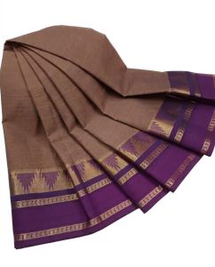 Navrabeads Chettinad Cotton Saree Fenugreek Colour with Maroon Gold Zari Border 