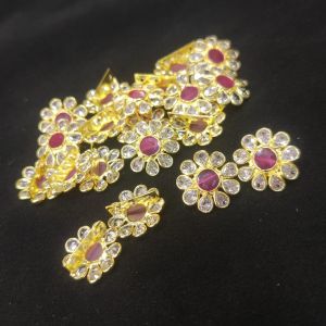 Navrabeads Single Piece CZ Stone 3 Hole Flower Connector Gold Finish White – 12x7 mm | Jewellery Connector for DIY Designs