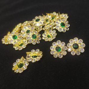 Navrabeads Single Piece CZ Stone 3 Hole Flower Connector Gold Finish White – 12x7 mm | Jewellery Connector for DIY Designs