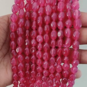 Navrabeads Dark Onion Pink Natural Quartz Oval Beads 6x9mm – 15 Inch String | Elegant Gemstone Beads for Jewellery Making & DIY Crafts