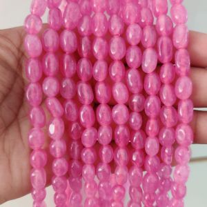 Navrabeads Dark Onion Pink Natural Quartz Oval Beads 6x9mm – 15 Inch String | Elegant Gemstone Beads for Jewellery Making & DIY Crafts