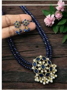CZ Pendant  with Agate beads and matching CZ Earrings with Agate danglers