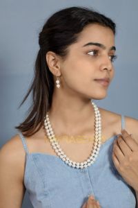 2 Layers Swarovski Replica Pearl Necklace , White