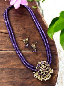 CZ Pendant  with Agate beads and matching CZ Earrings with Agate danglers