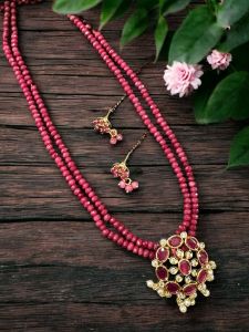 CZ Pendant  with Agate beads and matching CZ Earrings with Agate danglers