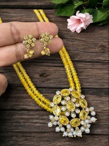CZ Pendant  with Agate beads and matching CZ Earrings with Agate danglers