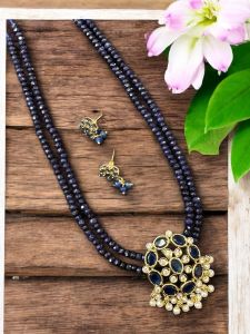 CZ Pendant  with Agate beads and matching CZ Earrings with Agate danglers