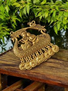 Oxidised pendant with charms , Gold