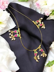 Invisible jadau necklace,Pink Bird with Loreals