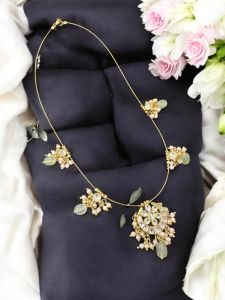 Invisible jadau necklace with White Drop and Loreals