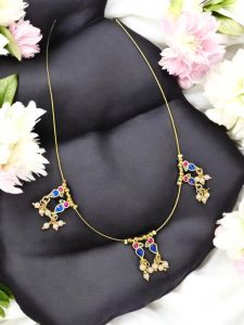 Invisible jadau necklace,Blue Bird with Loreals