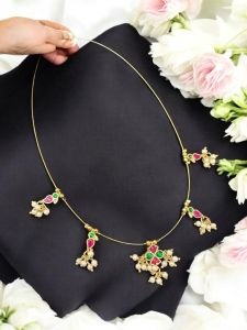 Invisible jadau necklace with Pink Bird and Loreals 