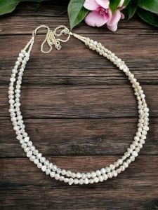  2 Layers Fresh water pearls Necklace , Cream 