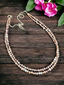  2 Layers Fresh water pearls Necklace , Pink