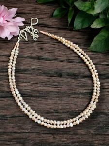 2 Layers Fresh water pearls Necklace , Peach