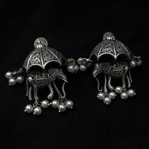 Silver replica earrings,Set Umerella with Elephant Design