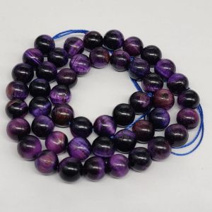 Natural Gemstone Beads, Tiger Eye (Dyed), 8mm Round, Purple