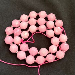 Natural Gemstone Beads, 10mm, Hexagon Shape, Pink Jade