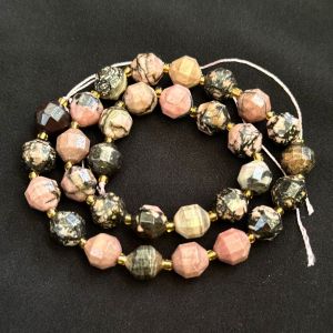 Natural Gemstone Beads, 10mm, Hexagon Shape, Rhodonite