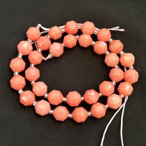 Natural Gemstone Beads, 10mm, Hexagon Shape, Peach Jade