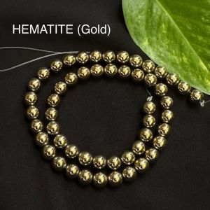 Hematite (Gold) Beads, 8mm, Plain Round
