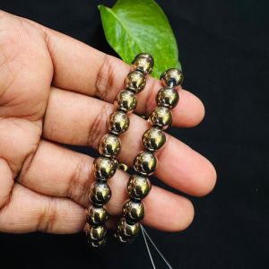 Hematite (Gold) Beads, 8mm, Plain Round