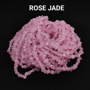Navrabeads Rose Jade Stone Beads Chips – 30 Inch String | Approx. 200-240 Beads for Jewellery Making