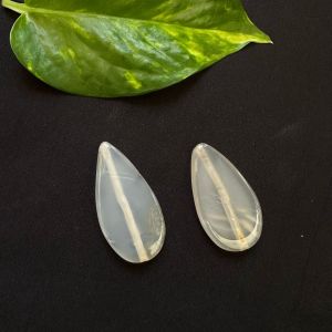 Natural Stone, Flat Teardrop, (White), Sold By 1 Pair (2 Pieces)