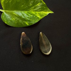 Natural Stone, Flat Teardrop, (Yellowish Black), Sold By 1 Pair (2 Pieces)