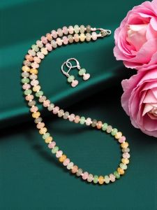 Glass Bead Rondelle Necklaces, Mixed Colour
