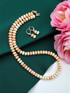 Glass Bead Rondelle Necklaces,Orange Double Shade