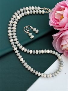 Glass Bead Rondelle Necklaces, Grey