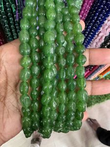 Natural Quartz Beads, (Oval), 8x10mm, Olive Green