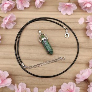 Navrabeads Ruby Josite Pencil Pendant Leather Cord Necklace for Women | Gemstone Minimal Statement Jewelry with Adjustable Lobster Clasp for Everyday Elegant Style