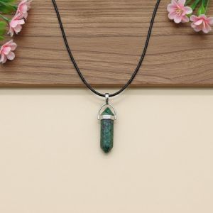 Navrabeads Ruby Josite Pencil Pendant Leather Cord Necklace for Women | Gemstone Minimal Statement Jewelry with Adjustable Lobster Clasp for Everyday Elegant Style