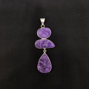 1 Piece Gemstone Pendant Silver Finish | Purple Centre Pendant 1 to 2.5 Inch | For Necklace Making
