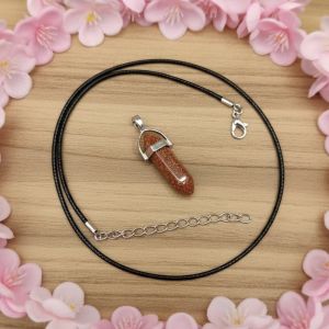 Navrabeads Sandstone Pencil Pendant Leather Cord Necklace for Women | Gemstone Minimal Statement Jewelry with Adjustable Lobster Clasp for Everyday Elegant Style