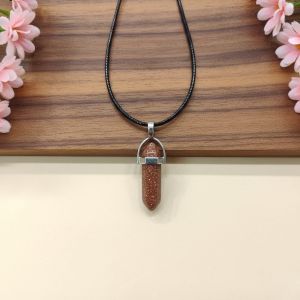 Navrabeads Sandstone Pencil Pendant Leather Cord Necklace for Women | Gemstone Minimal Statement Jewelry with Adjustable Lobster Clasp for Everyday Elegant Style